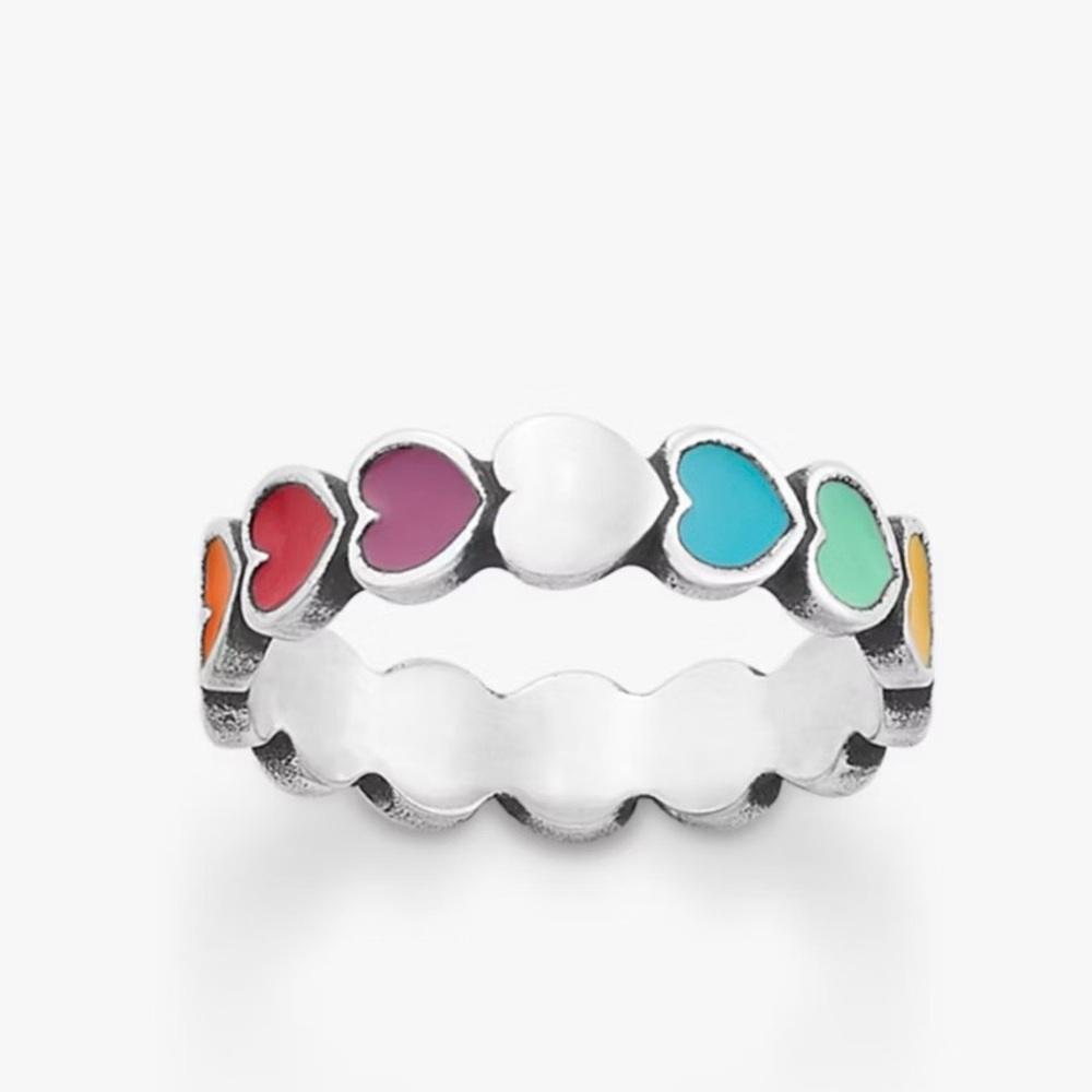 James Avery Multicolor Enamel Connected Hearts Ri… - image 2